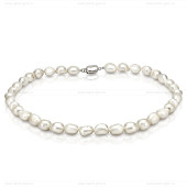 Ожерелье из белого барочного речного жемчуга класса АА+. Жемчужины 9-10 мм