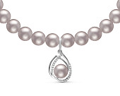 Ожерелье из серебристого речного жемчуга с кулоном из серебра. Жемчуг 7-7,5 мм