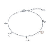 Браслет из серебра 925 пробы с белой речной жемчужиной 6-6,5 мм