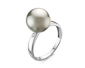 Кольцо из серебра с серебристой морской Таитянской жемчужиной 10,6-10,9 мм