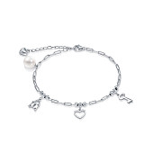 Браслет из серебра 925 пробы с белой речной жемчужиной 7,5-8 мм