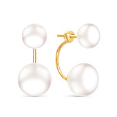 Пусеты "Диор" из серебра с белыми речными жемчужинами 8,5-11 мм