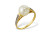 Кольцо из желтого золота с белой речной жемчужиной 8,5-9 мм