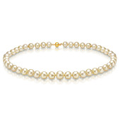 Ожерелье из золотистого круглого морского Австралийского жемчуга 10-12,1 мм. Качество высокое АА+