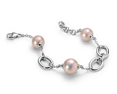 Браслет из серебра 925 пробы с розовыми речными жемчужинами "Эдисон" 11,5-13 мм