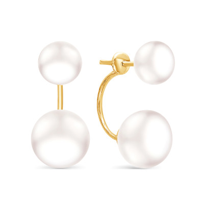 Пусеты "Диор" из серебра с белыми речными жемчужинами 8,5-11 мм