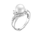 Кольцо из серебра с белой речной жемчужиной 9 мм