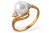 Кольцо из красного золота с белой речной жемчужиной 7,5-8 мм