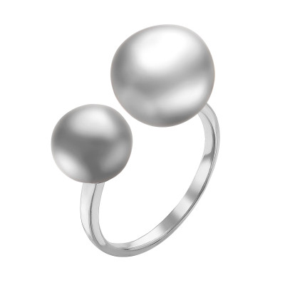 Кольцо "Диор" из серебра с серебристыми речными жемчужинами 9-10,5 мм