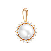 Кулон из серебра с белой речной жемчужиной 9,5-10 мм