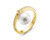 Кольцо из желтого золота с белой морской жемчужиной Акойя 8-8,5 мм