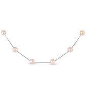 Цепочка из белого золота с розовыми морскими жемчужинами 7-7,5 мм. Длина 50 см