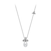 Колье из серебра с белой каплевидной речной жемчужиной 9,5-10 мм
