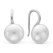 Серьги из белого золота с белыми речными жемчужинами 9,5-10 мм