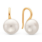 Серьги из красного золота с белыми речными жемчужинами 9,5-10 мм