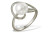 Кольцо из белого золота с белой речной жемчужиной 7,5-8 мм