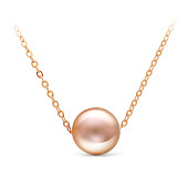 Цепочка из красного золота с розовой морской жемчужиной 9,5-10 мм. Длина 45 см