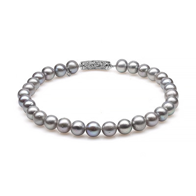 Ожерелье из 30 жемчужин из серебристого жемчуга "Эдисон". Жемчужины 11,5-14 мм