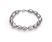 Браслет из серебристого речного барочного жемчуга класса ААА. Жемчужины 6-6,5 мм