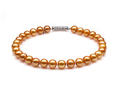 Ожерелье из 30 жемчужин из золотистого круглого речного жемчуга. Жемчуг 12-13 мм