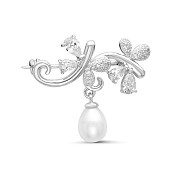 Брошь из серебра с белой речной жемчужиной 7,5-8 мм