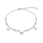 Браслет из серебра 925 пробы с белыми речными жемчужинами 6,5-8 мм