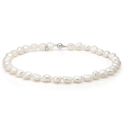 Ожерелье из белого барочного речного жемчуга класса ААА. Жемчужины 9-9,5 мм