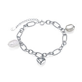 Браслет из серебра 925 пробы с барочными речными жемчужинами 8-10 мм