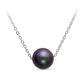 Цепочка из белого золота с черной круглой морской жемчужиной 8,5-9,5 мм. Длина 42 см