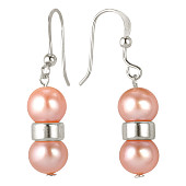 Серьги из серебра с розовыми речными жемчужинами 8-8,5 мм