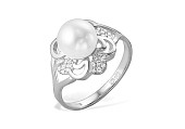 Кольцо из серебра с белой речной жемчужиной 7-7,5 мм