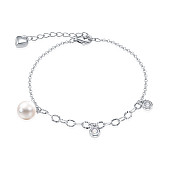 Браслет из серебра 925 пробы с белой речной жемчужиной 7,5-8 мм