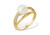 Кольцо из желтого золота с белой речной жемчужиной 9,5-10 мм