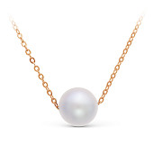 Цепочка из красного золота с белой морской жемчужиной 9,5-10 мм. Длина 50 см