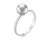 Кольцо "Дуэт" из белого золота c золотой и серебристой жемчужинами Акойя 7,5-8 мм