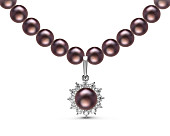 Ожерелье из черного речного жемчуга с кулоном из серебра. Жемчужины 7-7,5 мм