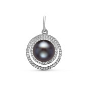 Кулон из серебра с черной речной жемчужиной 10,5-11 мм