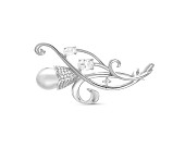 Брошь из серебра с белой речной жемчужиной 7,5-8 мм