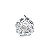 Кулон "Роза" из серебра с белой речной жемчужиной 6,5-7 мм