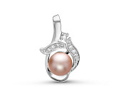 Кулон из серебра с розовой речной жемчужиной 7-7,5 мм