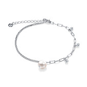 Браслет из серебра 925 пробы с белой речной жемчужиной 7,5-8 мм