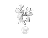 Брошь из серебра с белой Австралийской жемчужиной 10,6-10,9 мм