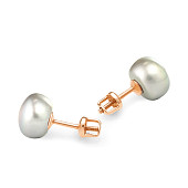 Пусеты из серебра 925 пробы с серебристыми речными жемчужинами 9-9,5 мм