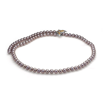 Ожерелье "галстук" из серого круглого речного жемчуга. Жемчужины 8-8,5 мм