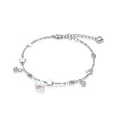 Браслет из серебра 925 пробы с белой речной жемчужиной 7-7,5 мм