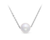 Цепочка из белого золота с белой круглой морской жемчужиной 8,5-9 мм. Длина 50 см
