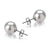 Пусеты из золота 585 пробы с белыми морскими Австралийскими жемчужинами 10-10,5 мм