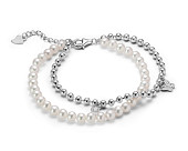 Браслет из серебра 925 пробы с белыми речными мини-жемчужинами 4-4,5 мм