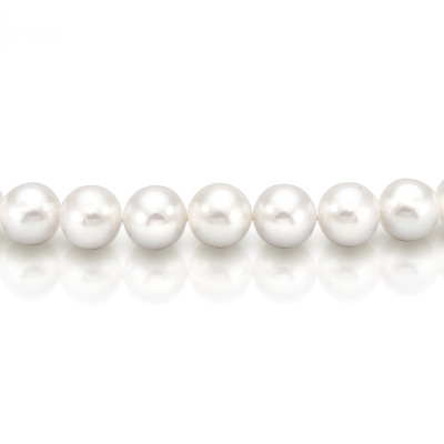 Ожерелье из белого круглого морского жемчуга Акойя (Япония). Жемчужины 9-9,5 мм