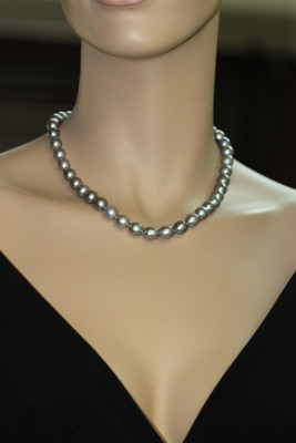 Ожерелье из серого рисообразного жемчуга. Жемчужины 10-11 мм